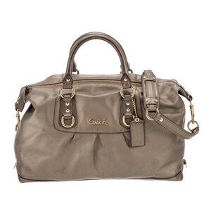 COACH - Coach Ashley Satchel Handbag Metallic Taupe/Gold with Coach dust bag
